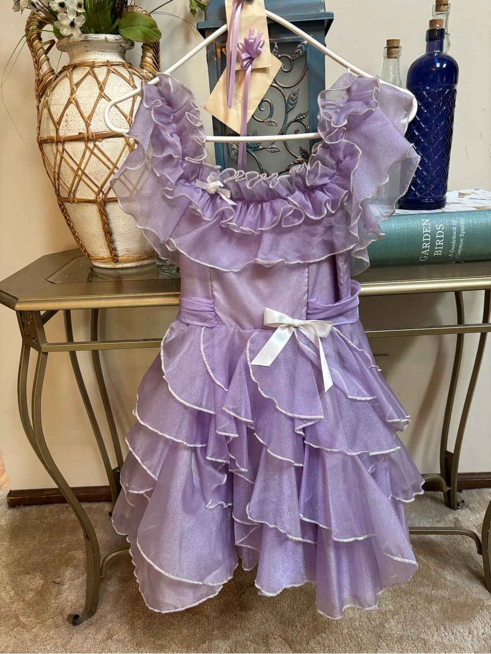 Lavender Ruffle Organza Tulle Pageant Dress for Girls - Formal Occasion Size 8
